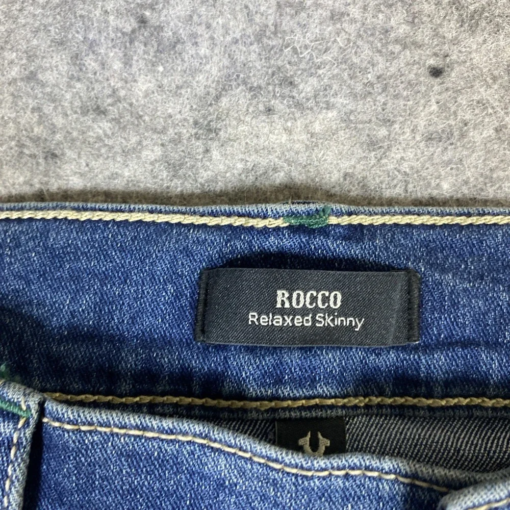 NWT True Religion Rocco Relaxed Skinny Jeans Mens 38x32 Blue Straight Leg Denim‎